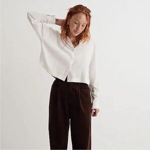 NWT Madewell Lusterweave Hartfield Crop Shirt
Lighthouse White Button Front 3X